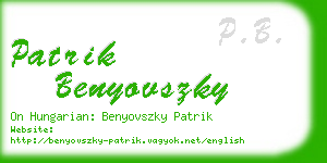 patrik benyovszky business card